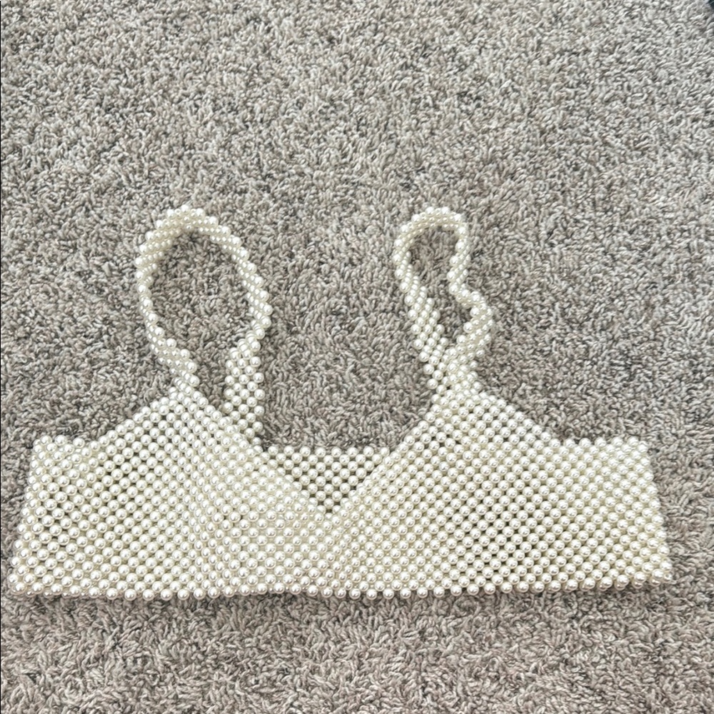 Elegant Pearl Embellished Bralette Top